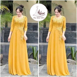 Áo Dài Phom Đầm Dạ Hội Chất Liệu Chi Phong Bên Ngoài Tà Áo Dài Bên Trong Tà Quây Váy 2025