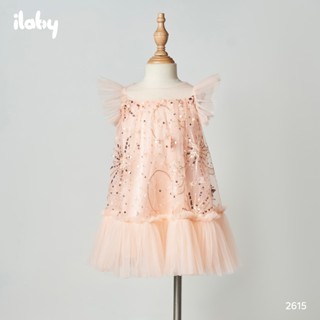 Váy công chúa bé gái ILABY váy tay cánh tiên phối vải tơ kim tuyến lấp lánh đuôi cá xòe tutu  [2615]
