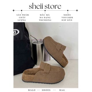  ♡︎ sheii.store -   tặng kèm tất   Dép sục da lộn đế cao 