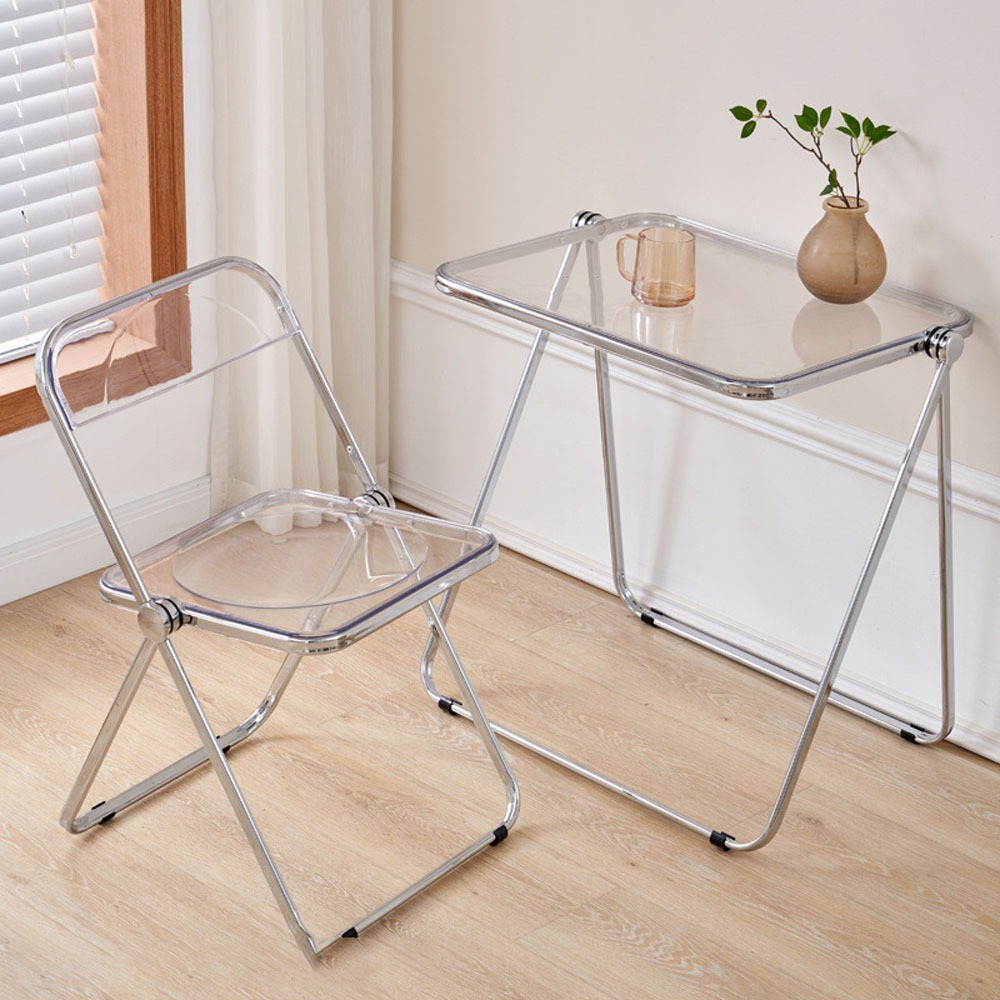 Bộ Bàn ghế gấp gọn trong suốt độc lạ decor phòng ngủ đẹp - Bàn ghế làm việc, Bàn ghế cafe gấp gọn ch