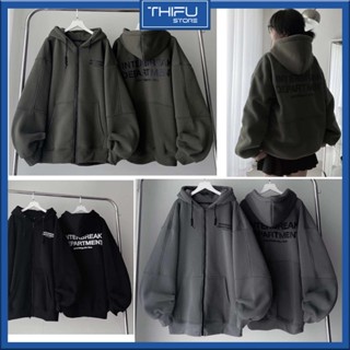 Áo Khoác Hoodie Áo Khoác Nỉ Zip Nam Nữ Unisex Chống Nắng Dày Dặn Form Rộng Dây Kéo In Nổi INTERRBEAK