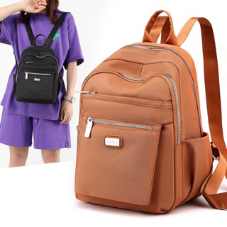 Balo nữ mini vải dù mịn chống nước màu đen trơn nhiều ngăn đựng thời trang trung niên đẹp 3090