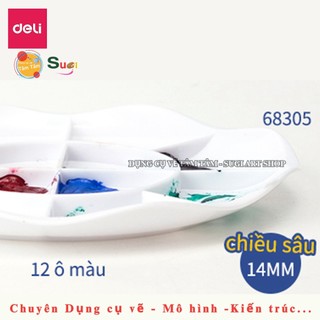 [ SUGI ART SHOP ] Khay pha màu Deli - 12 ngăn