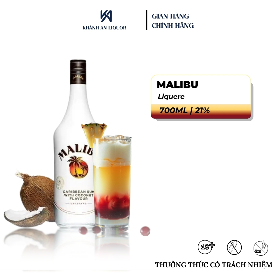 [CHÍNH HÃNG] RƯỢU RUM MALIBU 700ML 21%