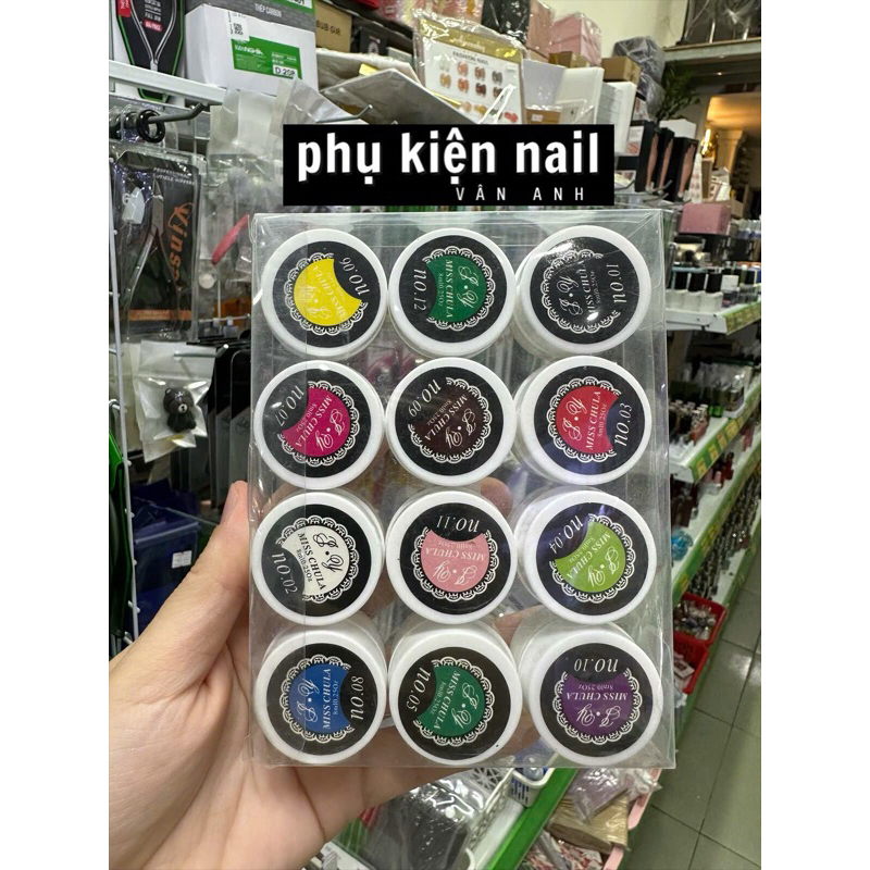 Sét gel vẽ PAINTING Set Gel 12 Màu Vẽ Nail Tạo Loang Không Vón