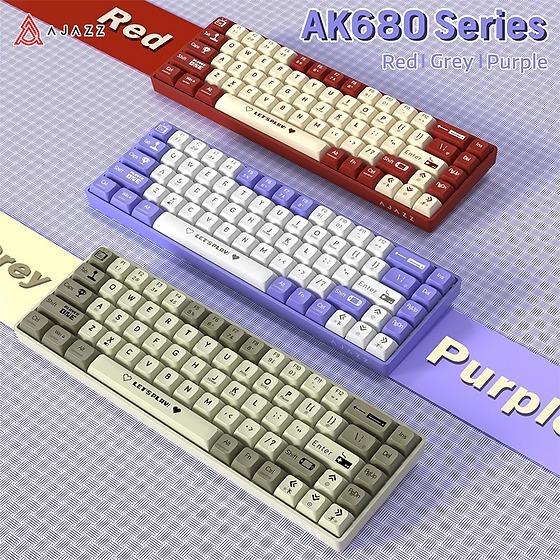 Bàn phím cơ không dây Ajazz AK680, Dual Mode Bluetooth/2.4G, Hotswap, Gasket Mount, LED RGB, 68 Phím