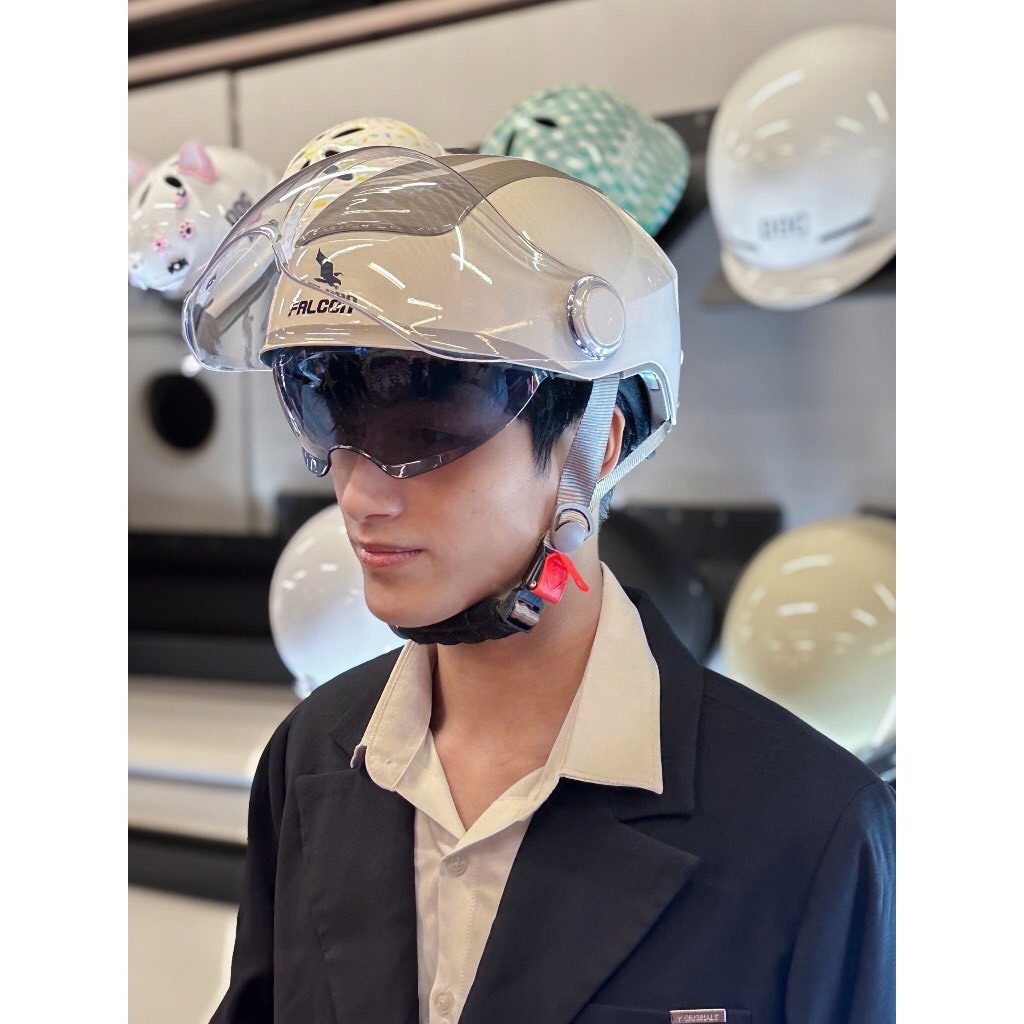 Falcon Bee F14-Mũ Bảo Hiểm Xe Máy Hai Kính Đi Ngày Đêm