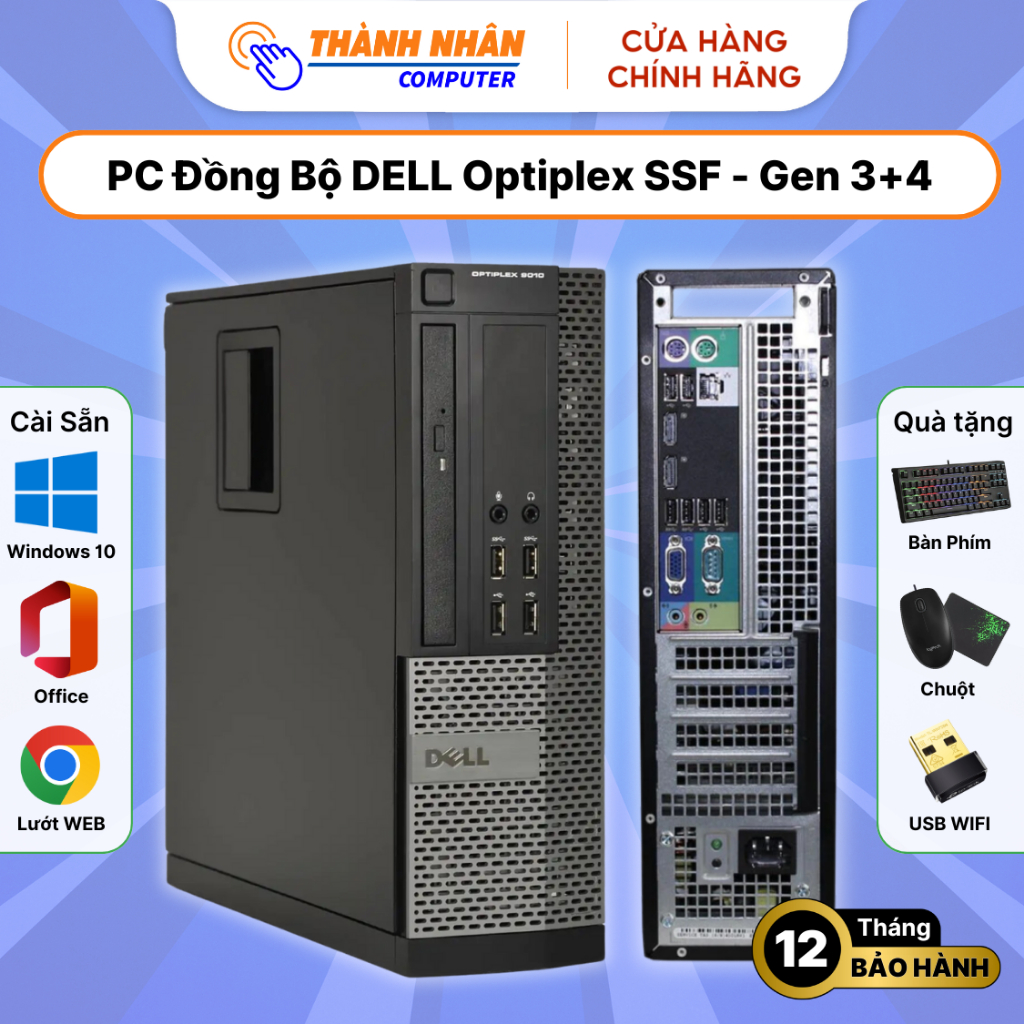 Máy Tính Bộ DELL Optiplex SSF- Core i3/i5/i7 Gen 3+4 - 8GB RAM - 256GB SSD(Tặng Phím+Chuột+USB WIFI)