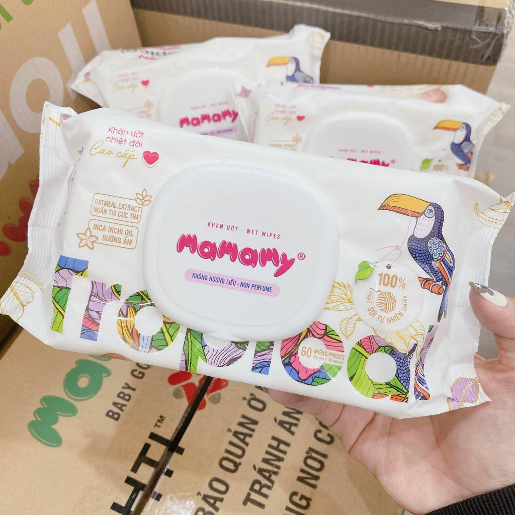 Khăn Ướt Mamamy Tropical Không Mùi, An Toàn Cho Bé