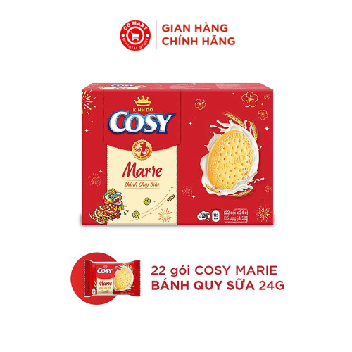 Bánh Cosy sữa Marie hộp 528g, hàng tết kèm có túi xách giấy