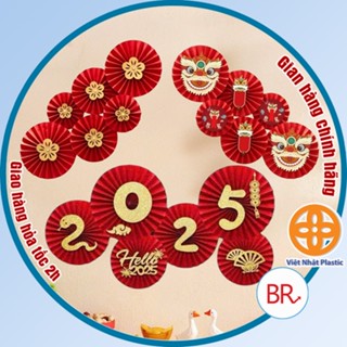 Set 6 quạt giấy đỏ dán tường trang trí Tết 2025 - Quạt xếp đỏ decor trang trí nhà cửa ,cửa hàng, phòng học 01727