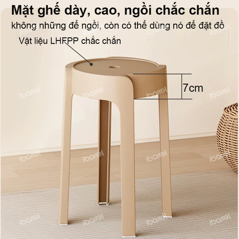 IBARREL Ghế đẩu nhựa xếp chồng Ghế ăn Ghế làm móng tay Tiết kiệm không gian Nhiều màu sắc khác nhau | BigBuy360 - bigbuy360.vn