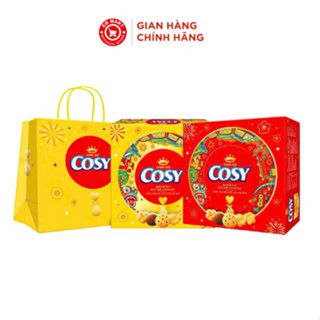 Bánh quy Cosy thập cẩm bơ sữa/thập cẩm socola, hộp thiếc 377g, hàng tết có túi xách giấy