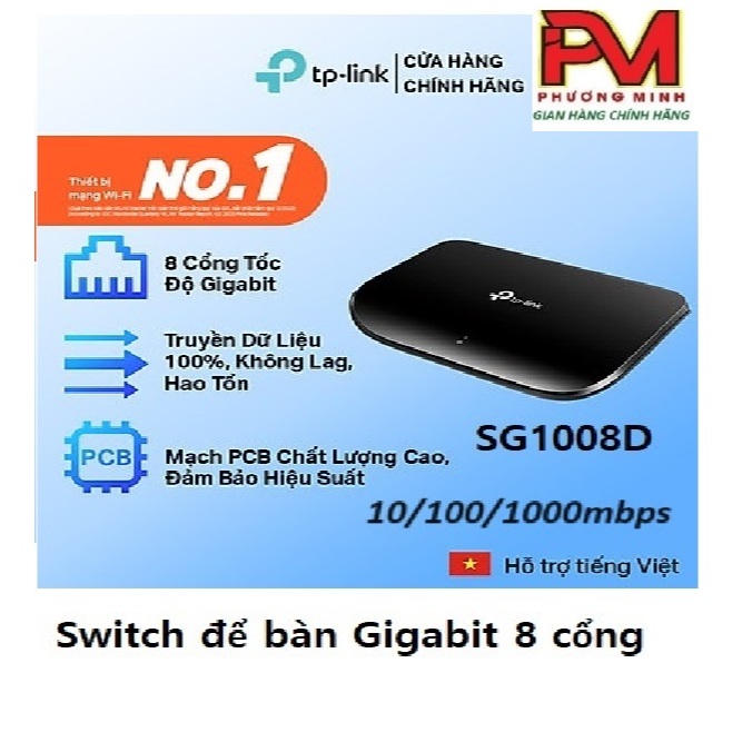 Switch chia cổng mạng TL-SG1008D Switch để bàn Gigabit 8 cổng - 5 cổng SG1005D - Hàng chính hãng
