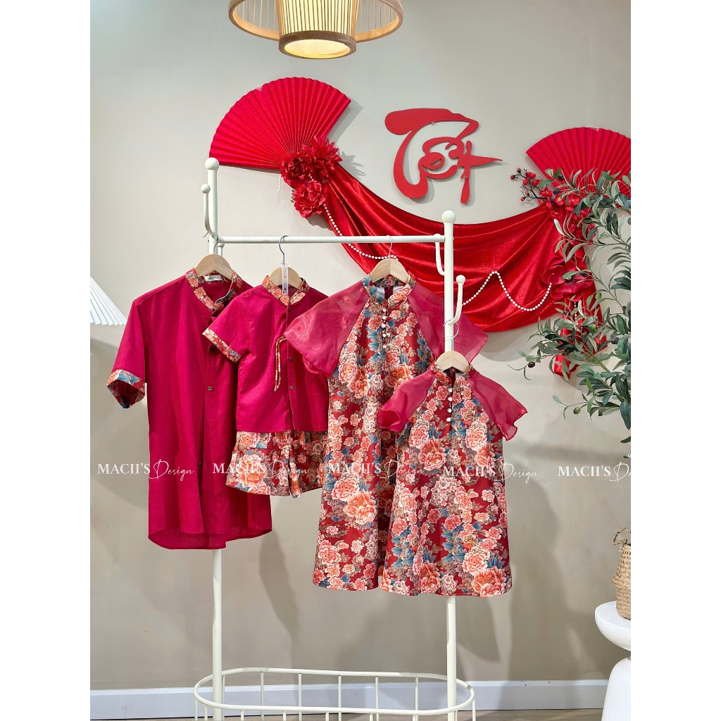 - Đồ đôi mẹ bé, đồ đôi gia đình  - HỌA TIẾT HOA MẪU ĐƠN ĐÓN TẾT MÃ 67