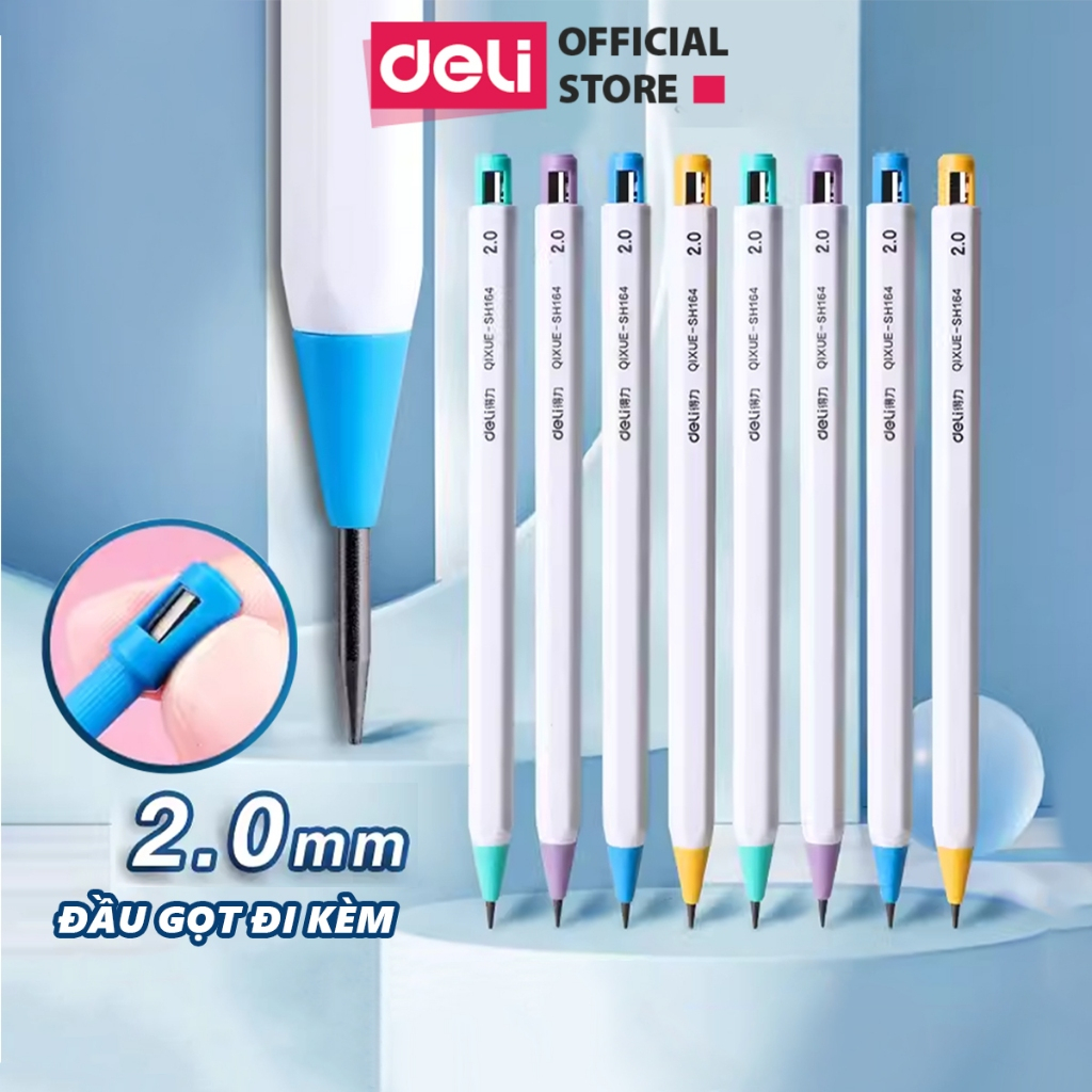 Bút Chì 2mm Tập Viết Bút Chì Bấm 2B Deli Giúp Bé Cầm Bút Đúng Tư Thế Viết Lâu Không Đau Không Mỏi Tay