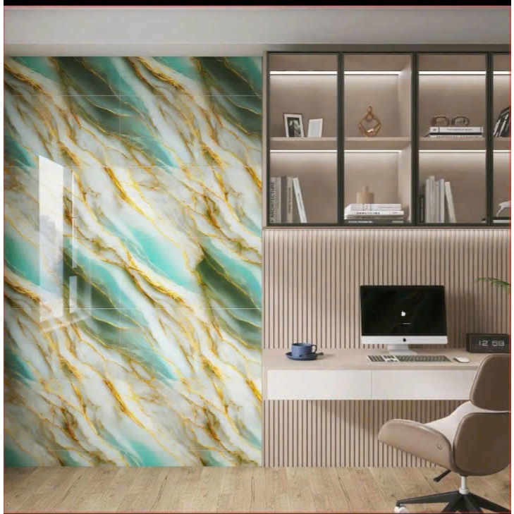 Tấm ốp tường PVC vân đá 60cm x3m có sẵn keo, Miếng dán tường đá cao cấp