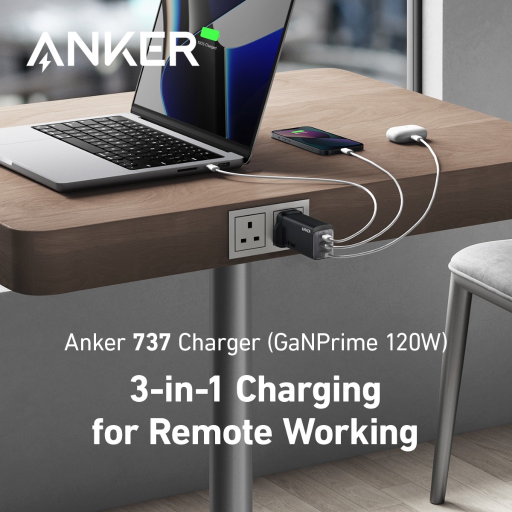 [Củ 120W] Dành cho Laptop | Củ Sạc Anker 3 cổng 2C1A 737 GaNPrime - 120W -  Hỗ trợ GaN, PowerIQ - A2148 | BigBuy360 - bigbuy360.vn