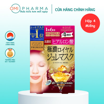 Mặt Nạ Sữa Ong Chúa Kose Clear Turn Premium Royal Gelee Mask (Hộp 4 Miếng)