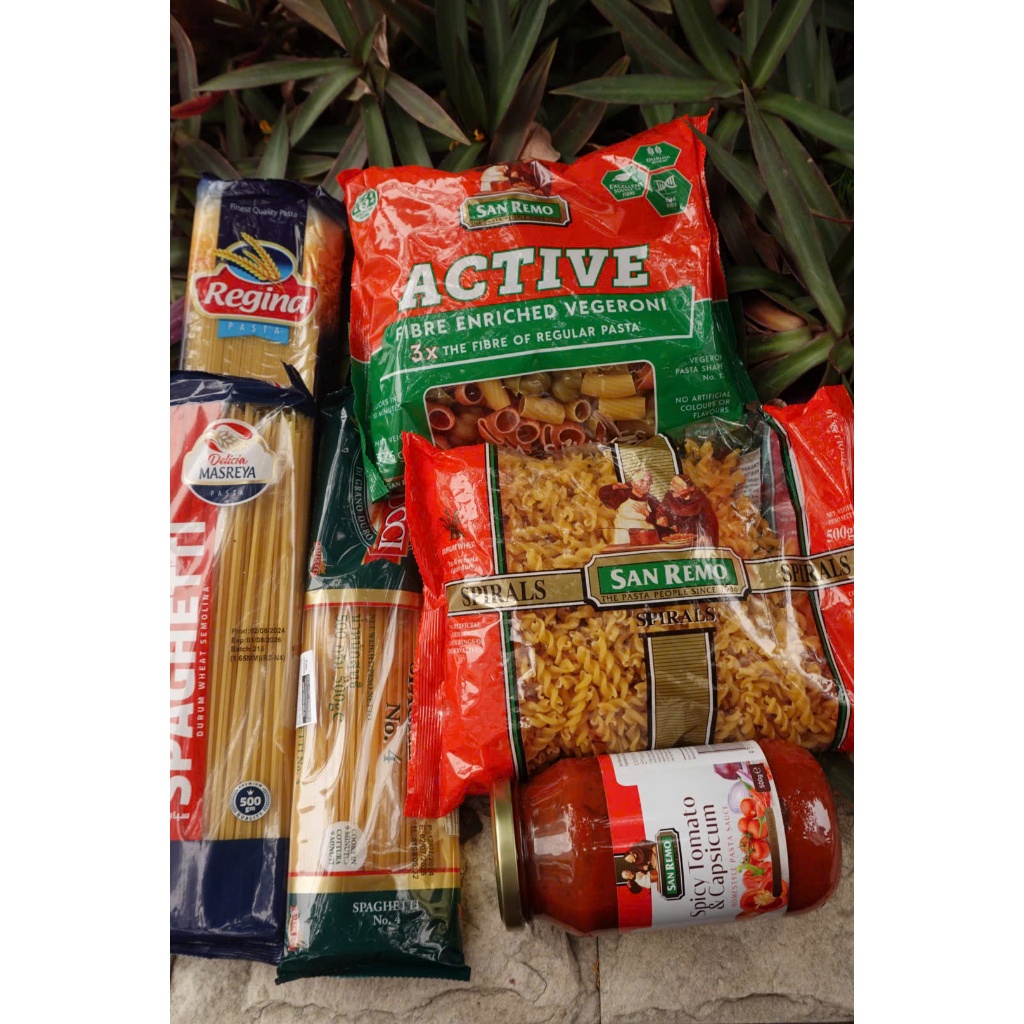 COMBO QUÀ TẶNG: 1 REGYNA 400GR + 1 MASRYA 500GR + 1 BALDUCCI 500GR + 1 SỐT 500GR + 1 NUI ỐNG 500GR +