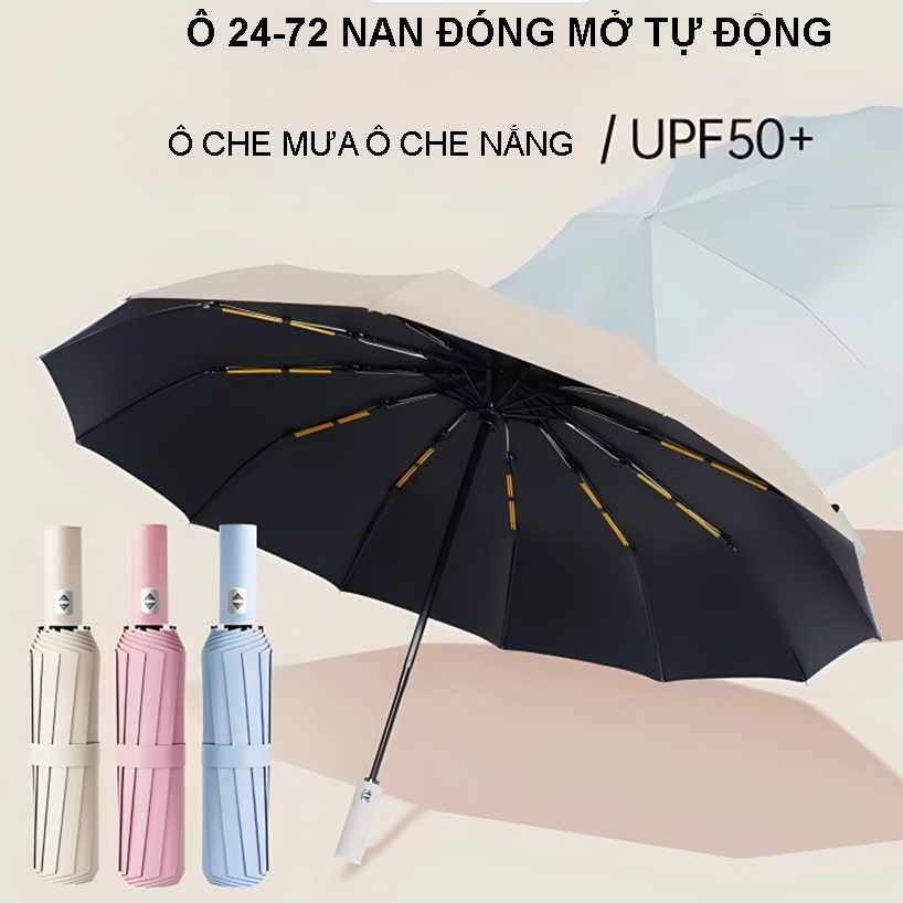 ô che mưa,ô tự động,ô dù đóng mở tự động 12 nan kép (24 nan) chắc chắn đi mưa nắng tiện lợi