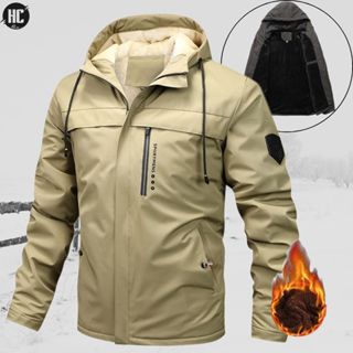 Áo ấm nam lót lông cừu SITAKI, Áo dù lót lông có mũ trùm đầu giữ ấm, chống gió chống rét thời trang cho nam