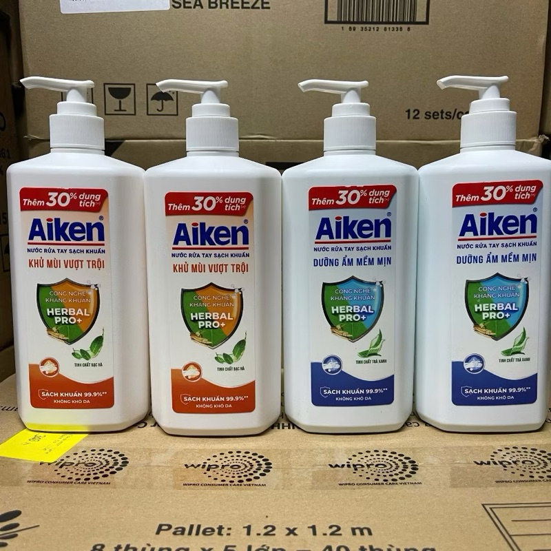 [Mẫu Mới]Nước Rửa Tay Sạch Khuẩn Aiken chai lớn Tặng 33% Trọng lượng