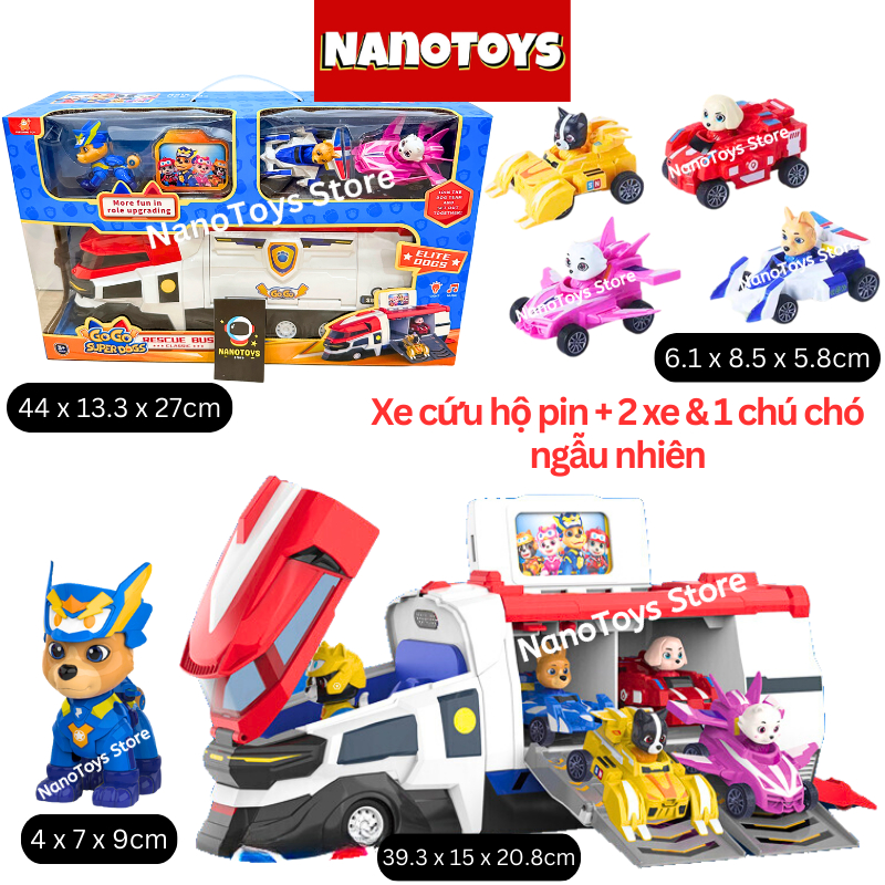 Đồ chơi xe chó cứu hộ Paw Patrol, xe Bus Paw Patrol chuyên chở dùng pin, nhiều mẫu - NANOTOYS STORE