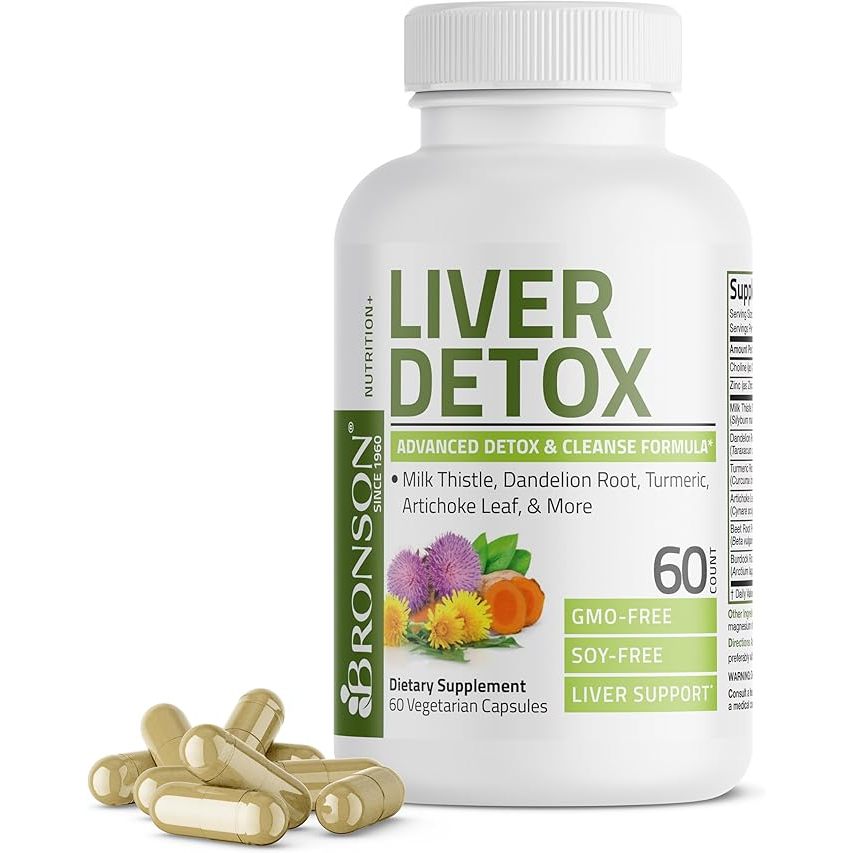 Bronson Liver Detox Advanced Detox & Cleansing Formula Viên Uống Hỗ Trợ Chức Năng Gan & Thải Độc Gan 60 viên