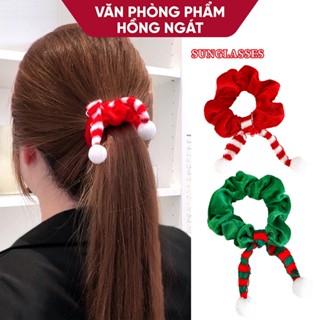  Dây buộc tóc cho bé màu xanh và đỏ họa tiết giáng sinh phụ kiện tóc cute dễ thương làm quà tặng noel N095 