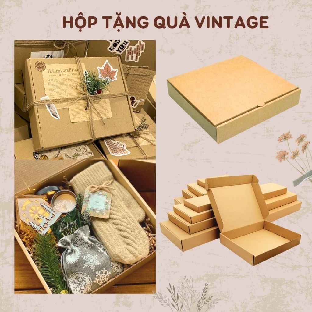 Hộp quà tặng carton nắp gài đựng quà sinh nhật ngày lễ phụ kiện mỹ phẩm handmade nhiều size Zeno