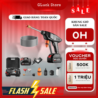 Máy Rửa Xe Không Dây Dùng Pin Sạc Súng Nước Áp Lực Cao Xịt Rủa Xe Ô Tô Xe Máy Xịt Rửa Sân Vườn Tưới Cây