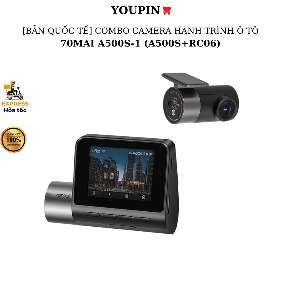[Bản quốc tế] Camera hành trình ô tô 70Mai A500S kèm camera sau RC06 - Bảo hành 12 tháng