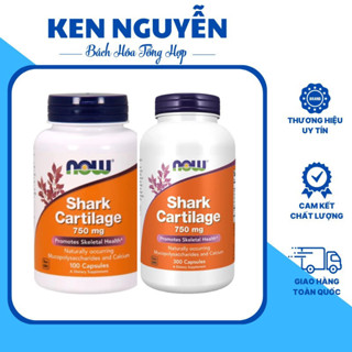 Sụn cá mập Now shark cartilage 750mg hỗ trợ tái tạo sụn khớp và lớp đệm cho sụn