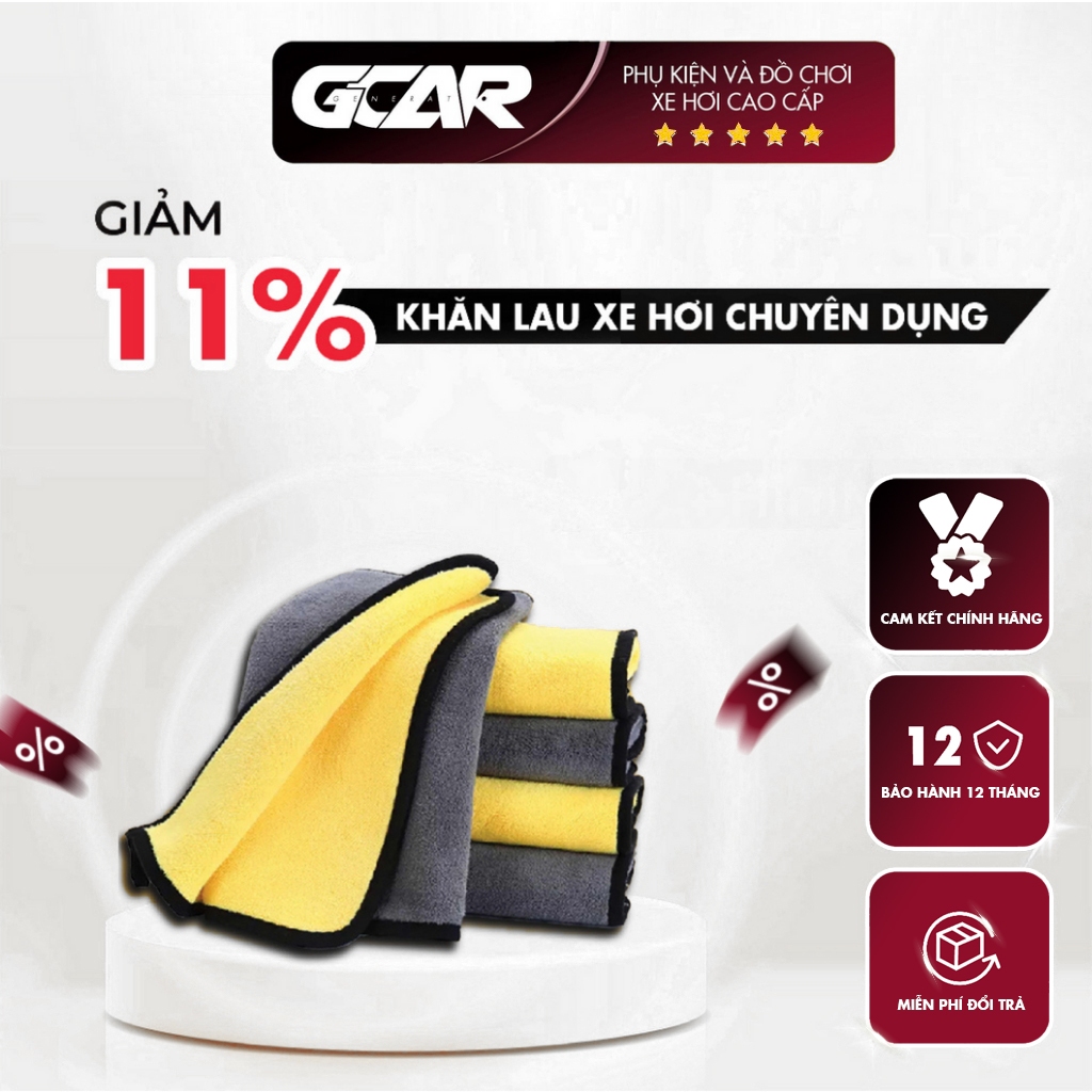 Khăn lau ô tô, khăn vệ sinh đa năng chuyên dụng dệt từ sợi Microfiber mềm mịn dày dặn 2 lớp GCAR