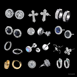 Bông Tai KIN Khuyên Tai Titan Tròn Xỏ Lỗ Đính Đá Phụ Kiện Trang Sức Sang Trọng Hợp Thời Trang Cá Tính Cho Nam Và Nữ