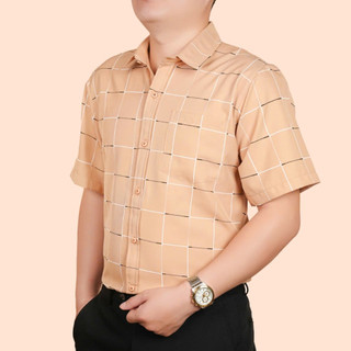  Áo sơ mi nam ngắn tay có túi caro 5x6 lụa hàn chống nhăn 