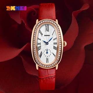 (XẢ KHO) Đồng Hồ Nữ SKMEI 1292 Mặt Oval Đính Kim Cương Sang Trọng Chống Nước 3 ATM Dây Da Cao Cấp - Chính Hãng [FULLBOX]