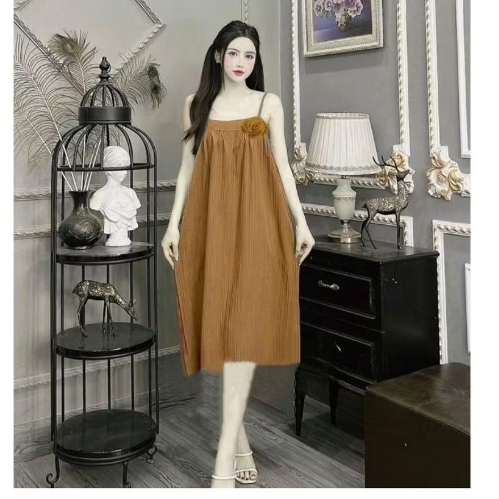 Đầm Ngủ Lụa 2 Dây Cho Nữ Mặc Nhà
