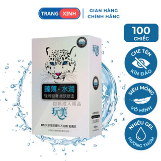 Bao cao su nội địa Trung mắt mèo “Con Báo” hộp 100 bao gốc nước size 52±2mm, siêu nhiều nước an toàn