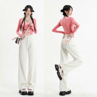 Quần Kaki Nữ trơn Cạp Cao Jean Trắng ống rộng dáng suông đứng MIAA chất Kaki Bò Dáng dài Lưng Cao hack dáng BigSize SML