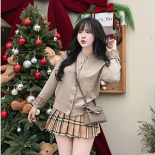  Set Áo Len Cổ Tay Kẻ BBR Mix Chân Váy BBR ZangZang Thời Trang Nữ Cao Cấp 