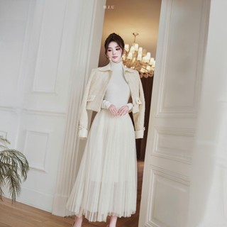 Áo Vest nữ dài tay thiết kế Olra Blazer H.I.U Fashion , vải dạ tweed ánh nhũ phối cổ thanh lịch sang trọng HIU design