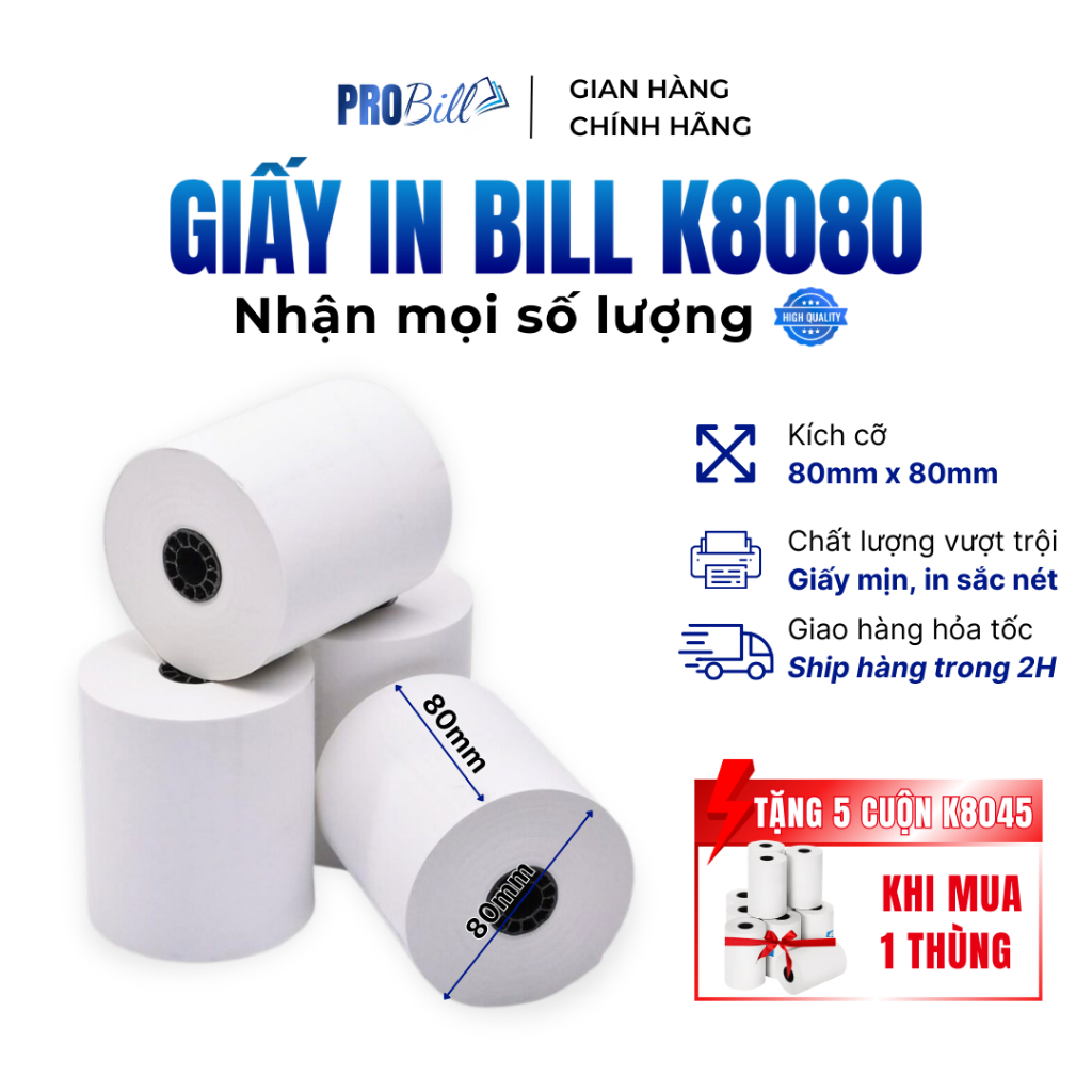 [Giấy in bill KT80-80 ] GIẤY IN NHIỆT IN BILL 80x80mm