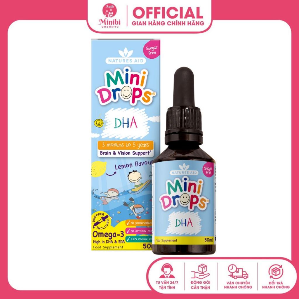 DHA Drop Nature Aid Dha Mini Drops Anh 50ml cho bé