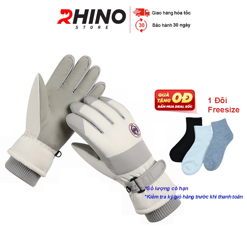 Găng tay lót lông cừu giữ ấm mùa đông chống gió Rhino G904 chống trượt đi xe máy, xe đạp cho nam nữ,