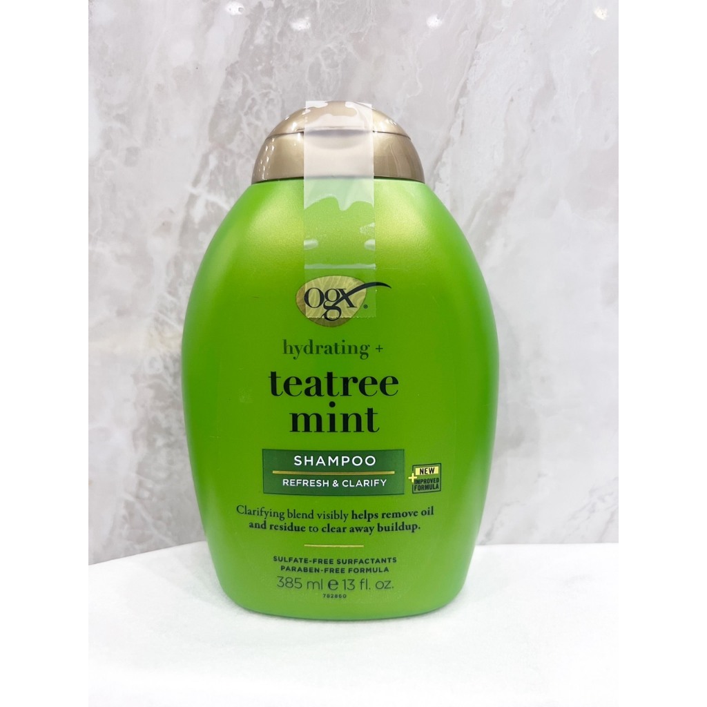 Dầu gội cấp ẩm & dưỡng da đầu OGX Hydrating + Tea Tree Mint Shampoo 385ml của Mỹ