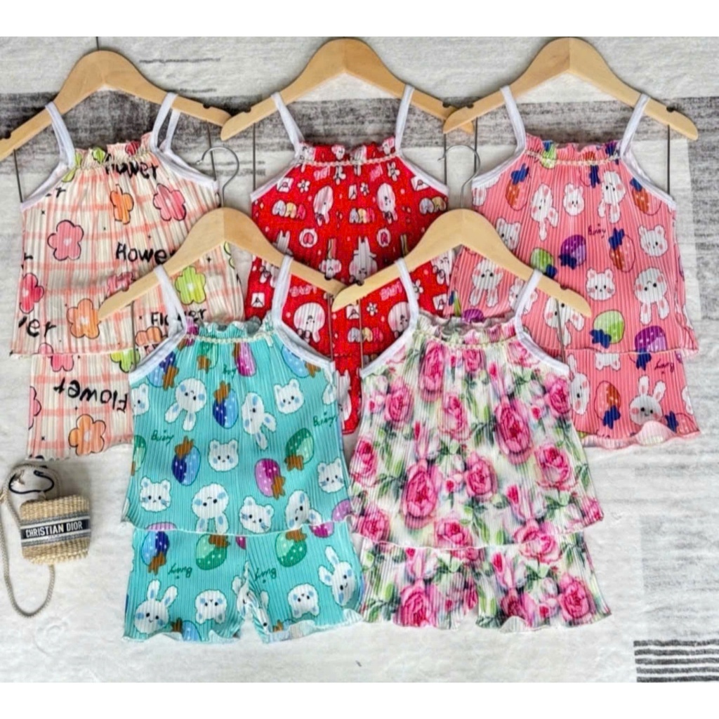 (3 bộ 3 màu 3 họa tiết khác nhau) Combo 3 bộ Lụa Xếp Li Bé (6-18kg)