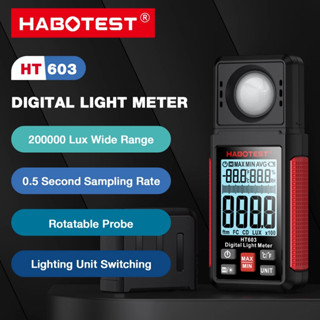HABOTEST HT603 Máy đo độ sáng kỹ thuật số 200.000 Lux FC Máy đo độ sáng với độ ẩm môi trường xung quanh và nhiệt kế