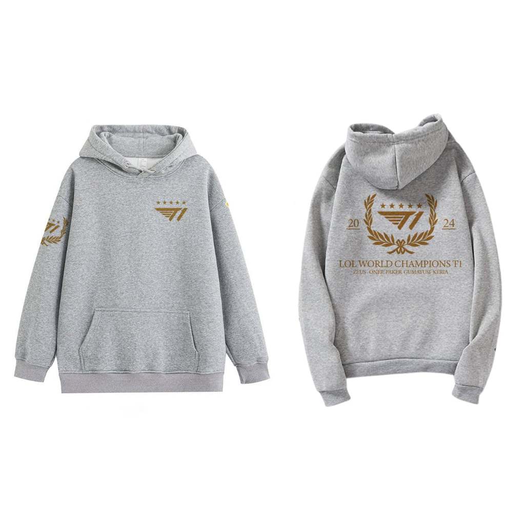 [MÃ TRI ÂN 3] Áo hoodie xám T1 CKTG 2024 nam nữ mặc fom cực đẹp